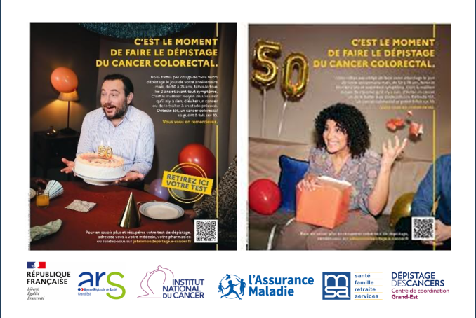 Mars Bleu Affiches INCa "C'est le moment de faire le dépistage du cancer colorectal"